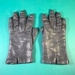 Vintage Smart Set | Black Leather Women’s Gloves | Size S | Made In Italy